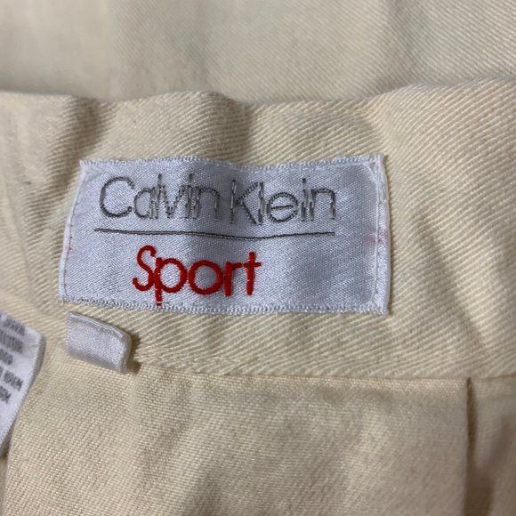 Vintage Calvin Klein Sport 1980s Cream Long Pleated Skirt Size 10 - Picture 5 of 11